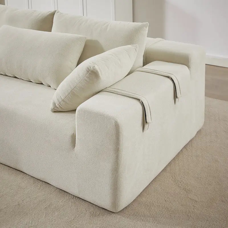 108 Chenille Modular L-Shaped Sectional Sofa with 6 Pillows, Reversible Chaise