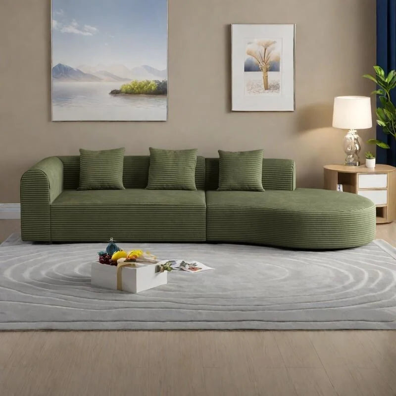 123.23 Corduroy Extra-Deep Modular Cloud Sofa with 30D High-Density Foam & Spring Support,and 4-Seater Sectional