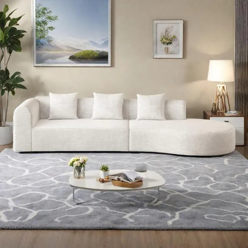 123.23 Corduroy Extra-Deep Modular Cloud Sofa with 30D High-Density Foam & Spring Support,and 4-Seater Sectional