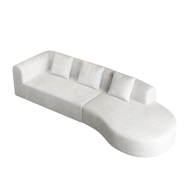 123.23 Corduroy Extra-Deep Modular Cloud Sofa with 30D High-Density Foam & Spring Support,and 4-Seater Sectional