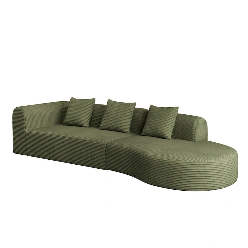 123.23 Corduroy Extra-Deep Modular Cloud Sofa with 30D High-Density Foam & Spring Support,and 4-Seater Sectional
