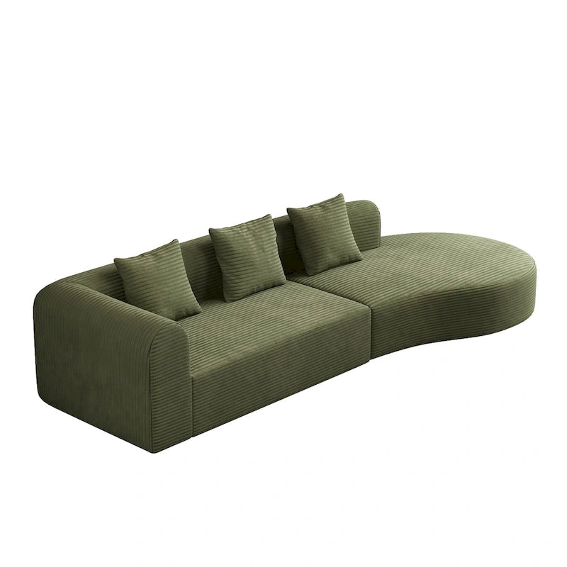 123.23 Corduroy Extra-Deep Modular Cloud Sofa with 30D High-Density Foam & Spring Support,and 4-Seater Sectional