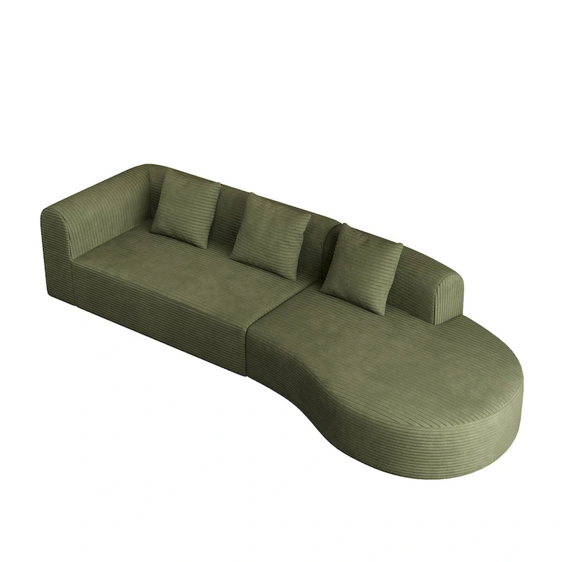 123.23 Corduroy Extra-Deep Modular Cloud Sofa with 30D High-Density Foam & Spring Support,and 4-Seater Sectional