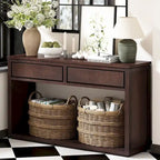 Console de 55" rustique avec tiroirs et étagère ouverte pour salon