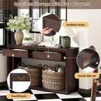 Console de 55" rustique avec tiroirs et étagère ouverte pour salon