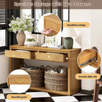 Console de 55" rustique avec tiroirs et étagère ouverte pour salon