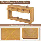 Console de 55" rustique avec tiroirs et étagère ouverte pour salon