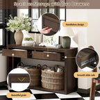 Console de 55" rustique avec tiroirs et étagère ouverte pour salon