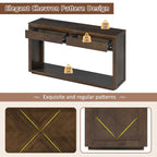 Console de 55" rustique avec tiroirs et étagère ouverte pour salon