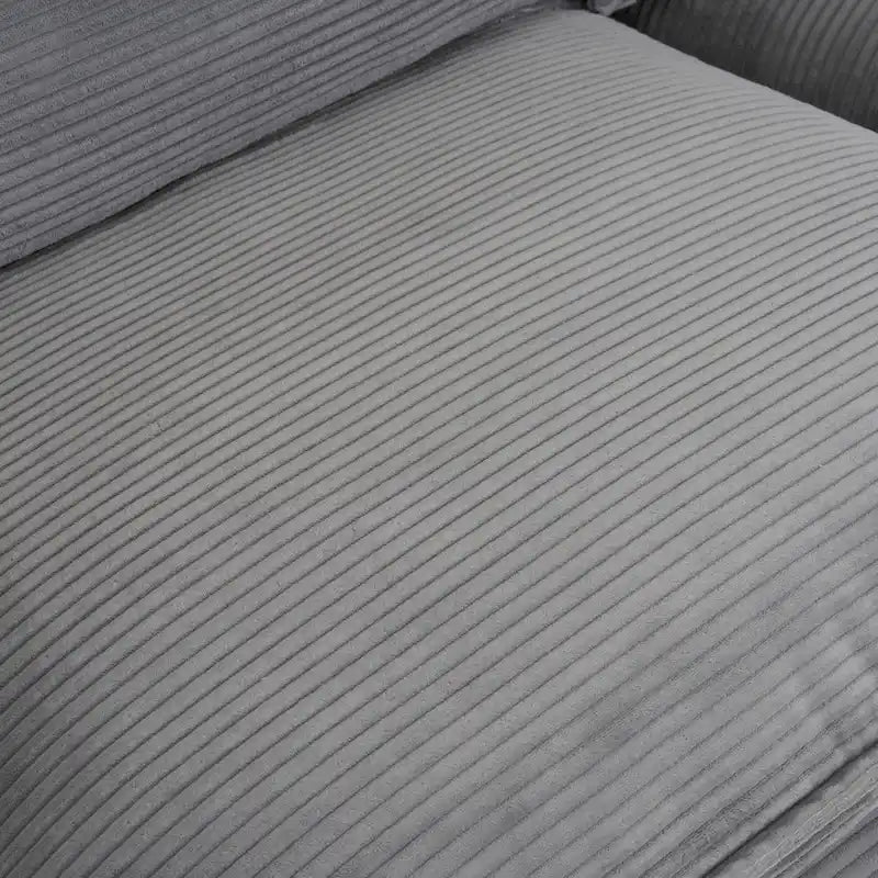 Modular Sofa Couch, Upholstered Corduroy L-Shape Sectional Sofa with Side Storage Pockets and Movable Ottoman