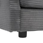 Modular Sofa Couch, Upholstered Corduroy L-Shape Sectional Sofa with Side Storage Pockets and Movable Ottoman
