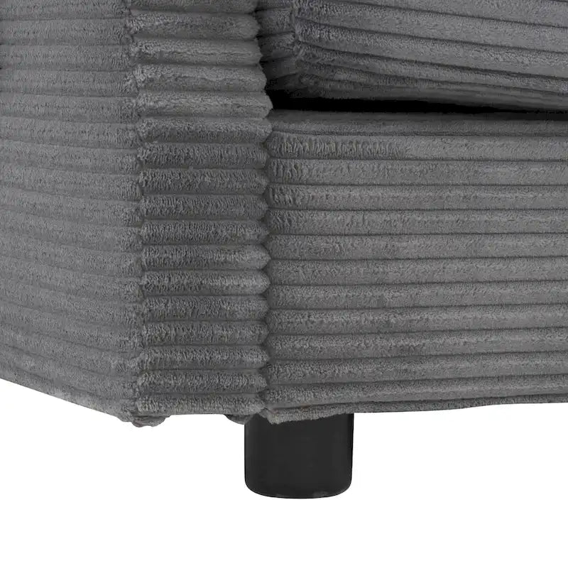 Modular Sofa Couch, Upholstered Corduroy L-Shape Sectional Sofa with Side Storage Pockets and Movable Ottoman