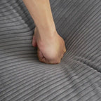 Modular Sofa Couch, Upholstered Corduroy L-Shape Sectional Sofa with Side Storage Pockets and Movable Ottoman