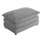 Modular Sofa Couch, Upholstered Corduroy L-Shape Sectional Sofa with Side Storage Pockets and Movable Ottoman