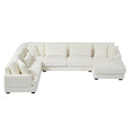 Corduroy Sectional Sofa U-shaped Sofa Couch, Upholstered Deep Seat Sofa with Cushions and Pillows for Living Room