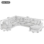 Corduroy Sectional Sofa U-shaped Sofa Couch, Upholstered Deep Seat Sofa with Cushions and Pillows for Living Room