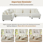 Corduroy Sectional Sofa U-shaped Sofa Couch, Upholstered Deep Seat Sofa with Cushions and Pillows for Living Room