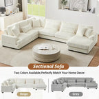 Corduroy Sectional Sofa U-shaped Sofa Couch, Upholstered Deep Seat Sofa with Cushions and Pillows for Living Room