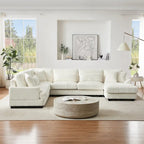 Corduroy Sectional Sofa U-shaped Sofa Couch, Upholstered Deep Seat Sofa with Cushions and Pillows for Living Room