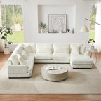 Corduroy Sectional Sofa U-shaped Sofa Couch, Upholstered Deep Seat Sofa with Cushions and Pillows for Living Room