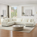 Corduroy Sectional Sofa U-shaped Sofa Couch, Upholstered Deep Seat Sofa with Cushions and Pillows for Living Room