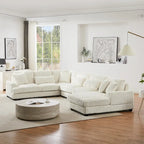 Corduroy Sectional Sofa U-shaped Sofa Couch, Upholstered Deep Seat Sofa with Cushions and Pillows for Living Room