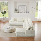 Corduroy Sectional Sofa U-shaped Sofa Couch, Upholstered Deep Seat Sofa with Cushions and Pillows for Living Room