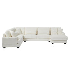 Corduroy Sectional Sofa U-shaped Sofa Couch, Upholstered Deep Seat Sofa with Cushions and Pillows for Living Room