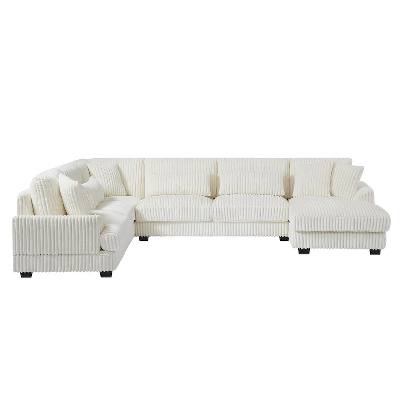 Corduroy Sectional Sofa U-shaped Sofa Couch, Upholstered Deep Seat Sofa with Cushions and Pillows for Living Room