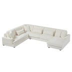 Corduroy Sectional Sofa U-shaped Sofa Couch, Upholstered Deep Seat Sofa with Cushions and Pillows for Living Room
