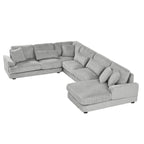Corduroy Sectional Sofa U-shaped Sofa Couch, Upholstered Deep Seat Sofa with Cushions and Pillows for Living Room
