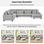 Corduroy Sectional Sofa U-shaped Sofa Couch, Upholstered Deep Seat Sofa with Cushions and Pillows for Living Room