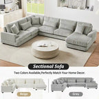 Corduroy Sectional Sofa U-shaped Sofa Couch, Upholstered Deep Seat Sofa with Cushions and Pillows for Living Room