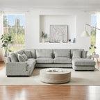 Corduroy Sectional Sofa U-shaped Sofa Couch, Upholstered Deep Seat Sofa with Cushions and Pillows for Living Room
