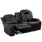 Modern 3-Piece Leather Recliner Sofa Set with LED, Wireless Charging
