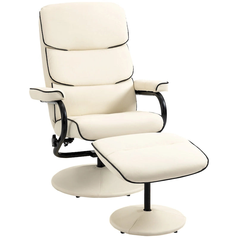 360 Swivel PU Leather Recliner Adjustable Lounge Chair High Back Armchair with Ottoman and Thick Foam Padding