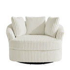 DREAMSIDEA Recessed Arm Slipcovered Swivel Barrel Chair