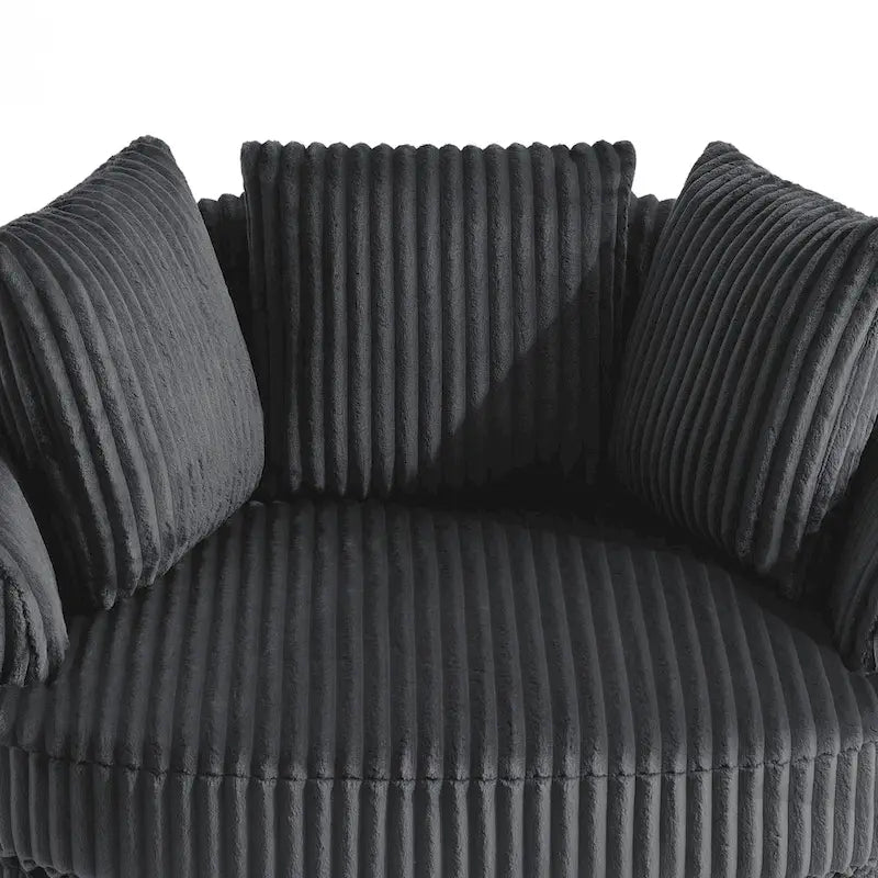 DREAMSIDEA Recessed Arm Slipcovered Swivel Barrel Chair