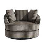 DREAMSIDEA Recessed Arm Slipcovered Swivel Barrel Chair