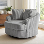 DREAMSIDEA Recessed Arm Slipcovered Swivel Barrel Chair
