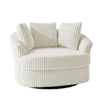 DREAMSIDEA Recessed Arm Slipcovered Swivel Barrel Chair