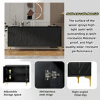 60 Press-to-Open Design Sideboard Buffet Cabinet with 4 Doors