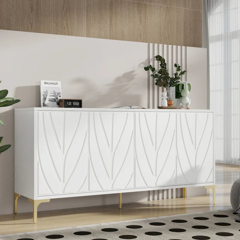 60 Press-to-Open Design Sideboard Buffet Cabinet with 4 Doors