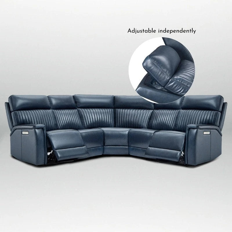 Cole 105 W Genuine Leather Power Reclining sectional sofa with USB&USB-C Port,power armlesschair