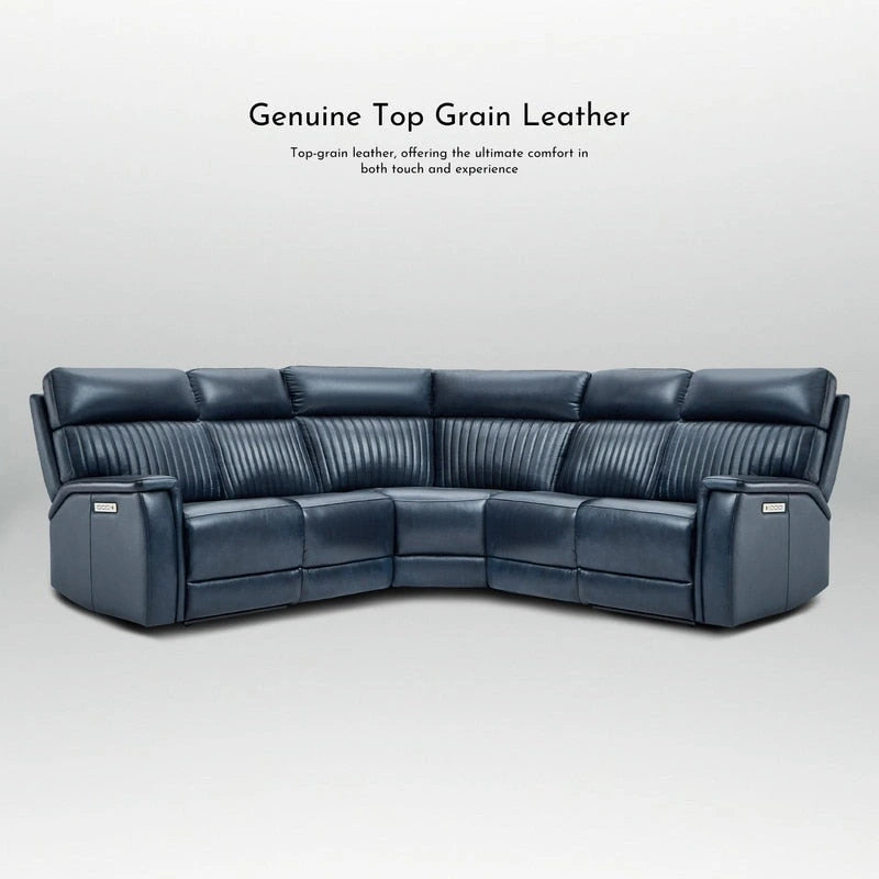 Cole 105 W Genuine Leather Power Reclining sectional sofa with USB&USB-C Port,power armlesschair