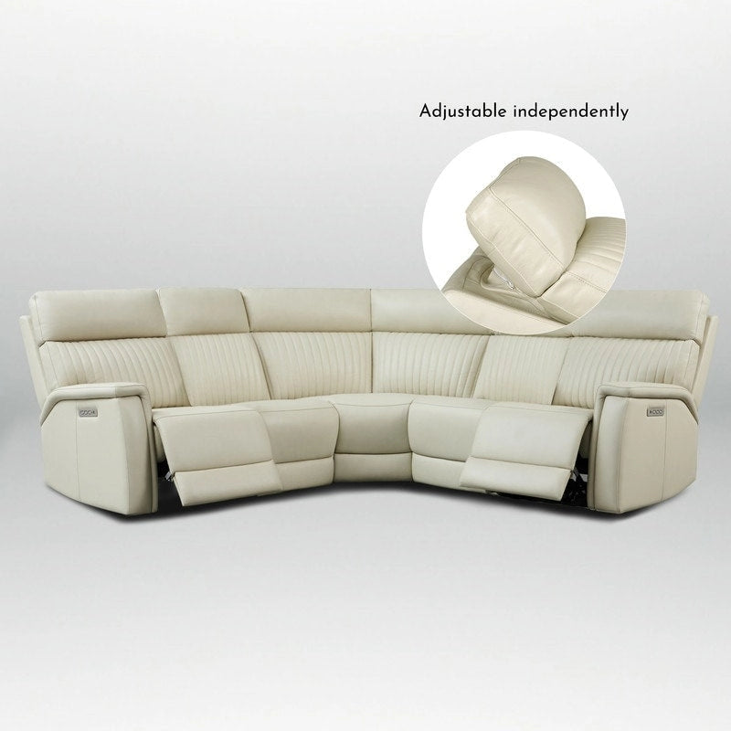 Cole 105 W Genuine Leather Power Reclining sectional sofa with USB&USB-C Port,power armlesschair