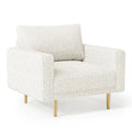 Remy Accent Chair, Bench Seat w Track Arms, Plush Off White Boucle