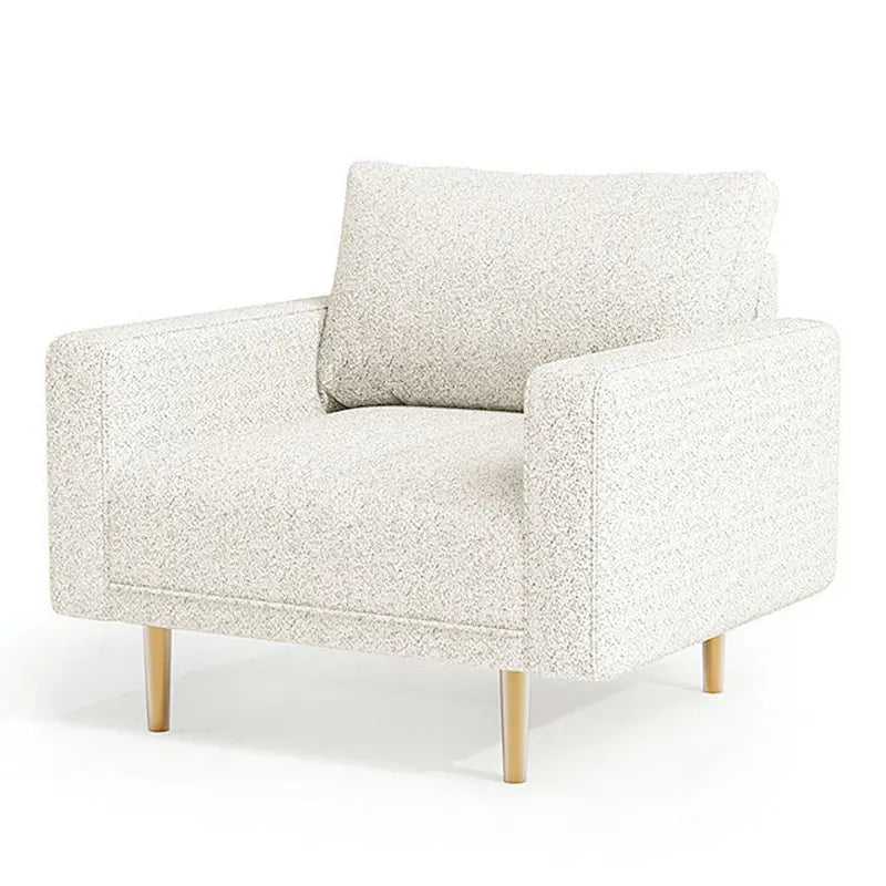 Remy Accent Chair, Bench Seat w Track Arms, Plush Off White Boucle