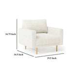 Remy Accent Chair, Bench Seat w Track Arms, Plush Off White Boucle