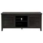Meuble TV Coni, 2 portes et étagères, bois noir 60 pouces